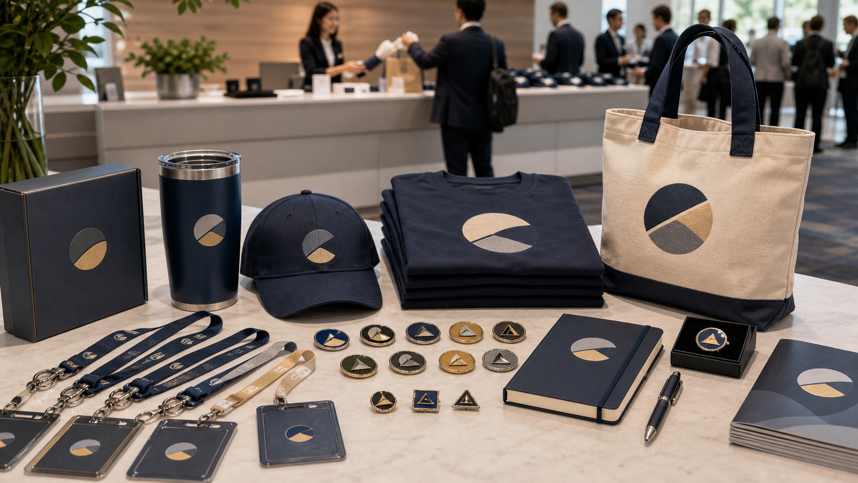 Conference and association merchandise set with coordinated branding