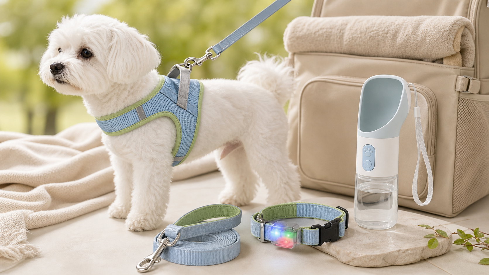 ODM pet harness, leash and travel bottle