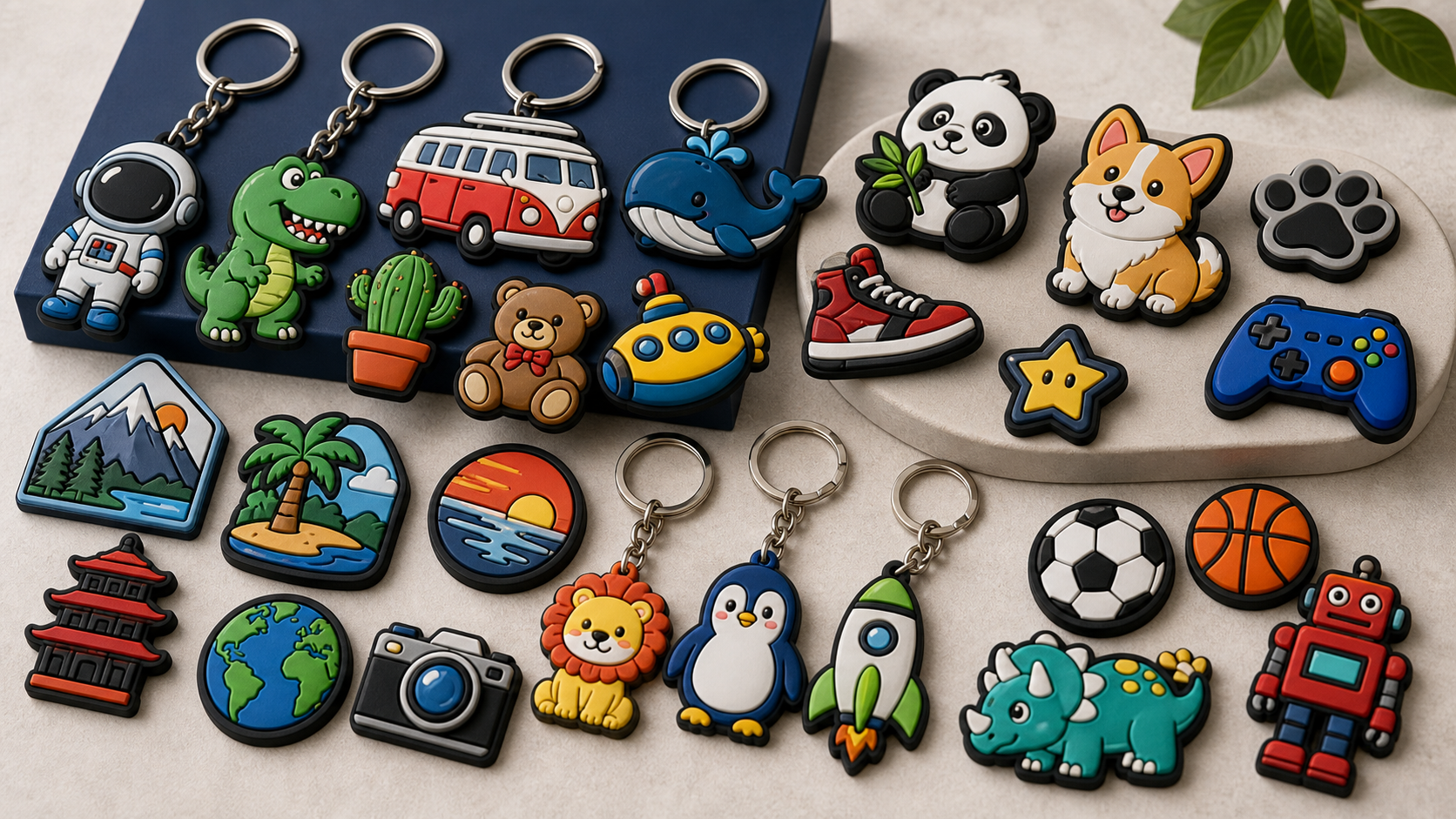Soft PVC and rubber character keychains, magnets and flexible souvenir items